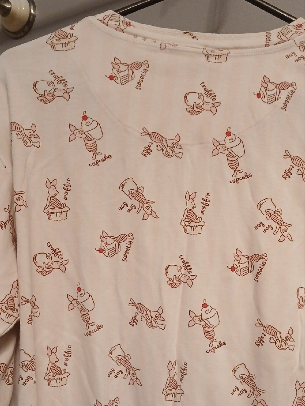 Disney Cream Long-Sleeve Henley Top with Brown Cupcake Print - Picture 5 of 9